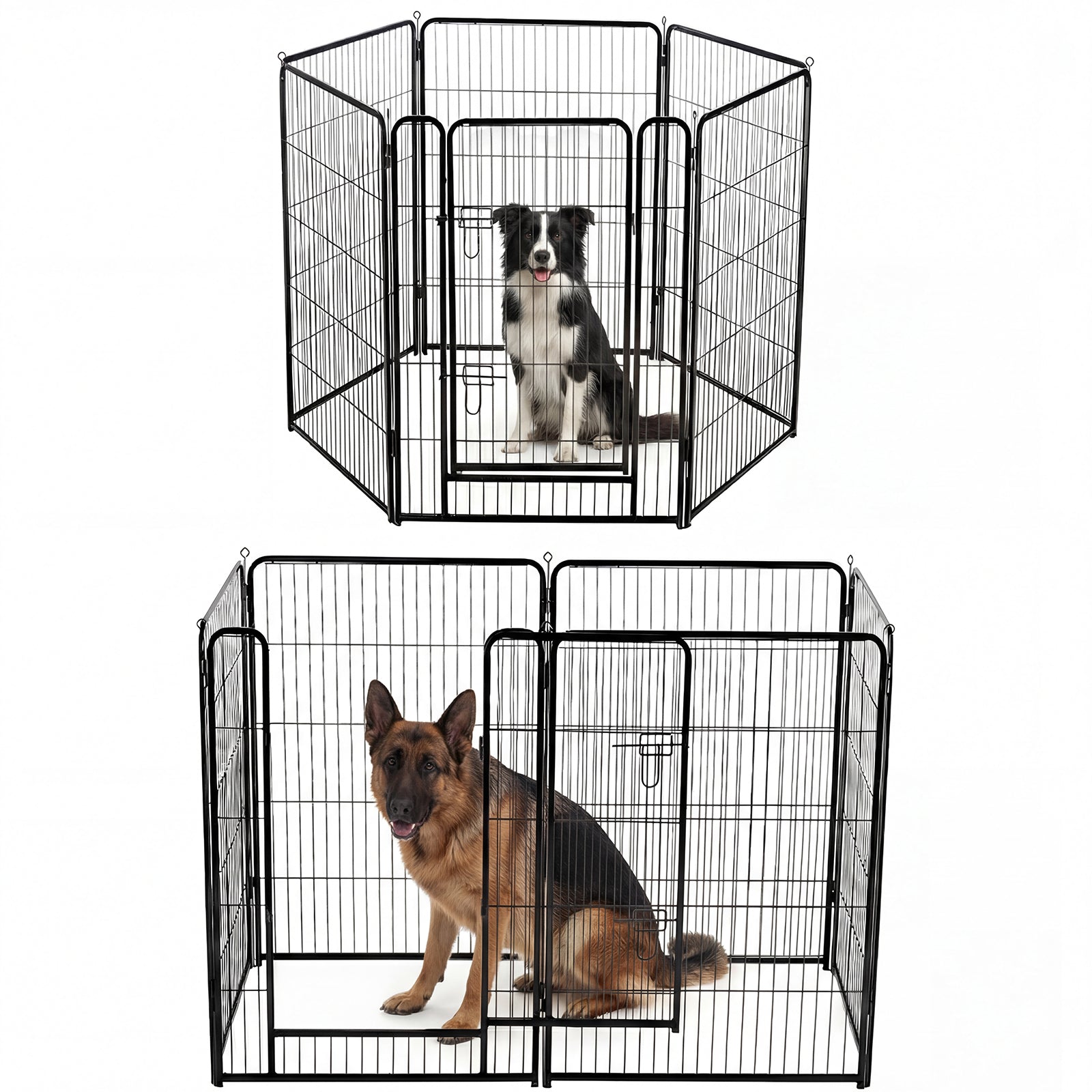 Foldable Metal Pet Fence with Door – Outdoor Exercise Playpen for Small, Medium & Large Dogs
