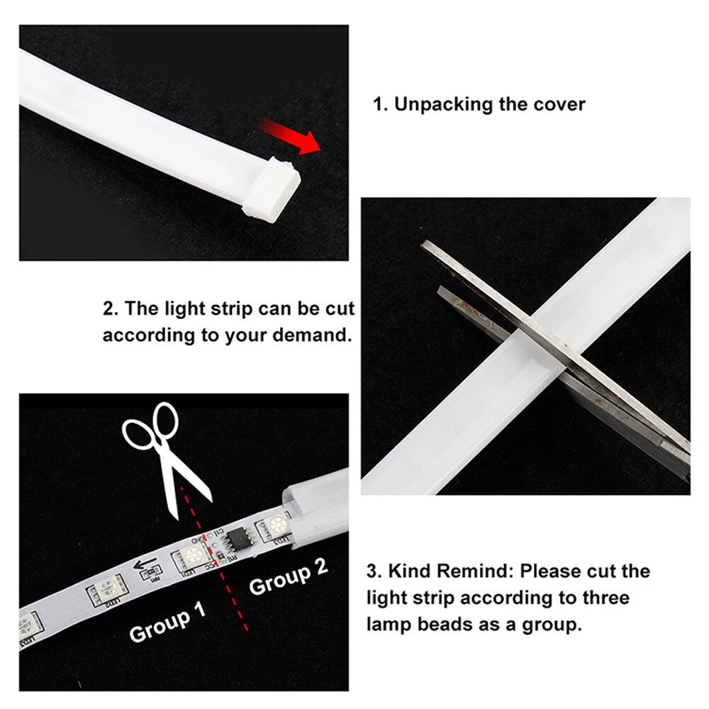 180cm Flexible LED Hood Light Strip 12V Waterproof DRL