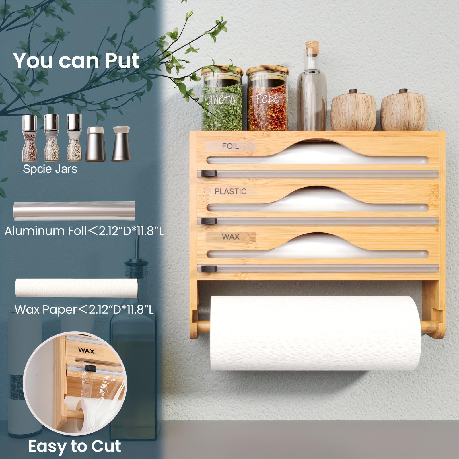 Bamboo Cling Film Cutter with Tissue Holder