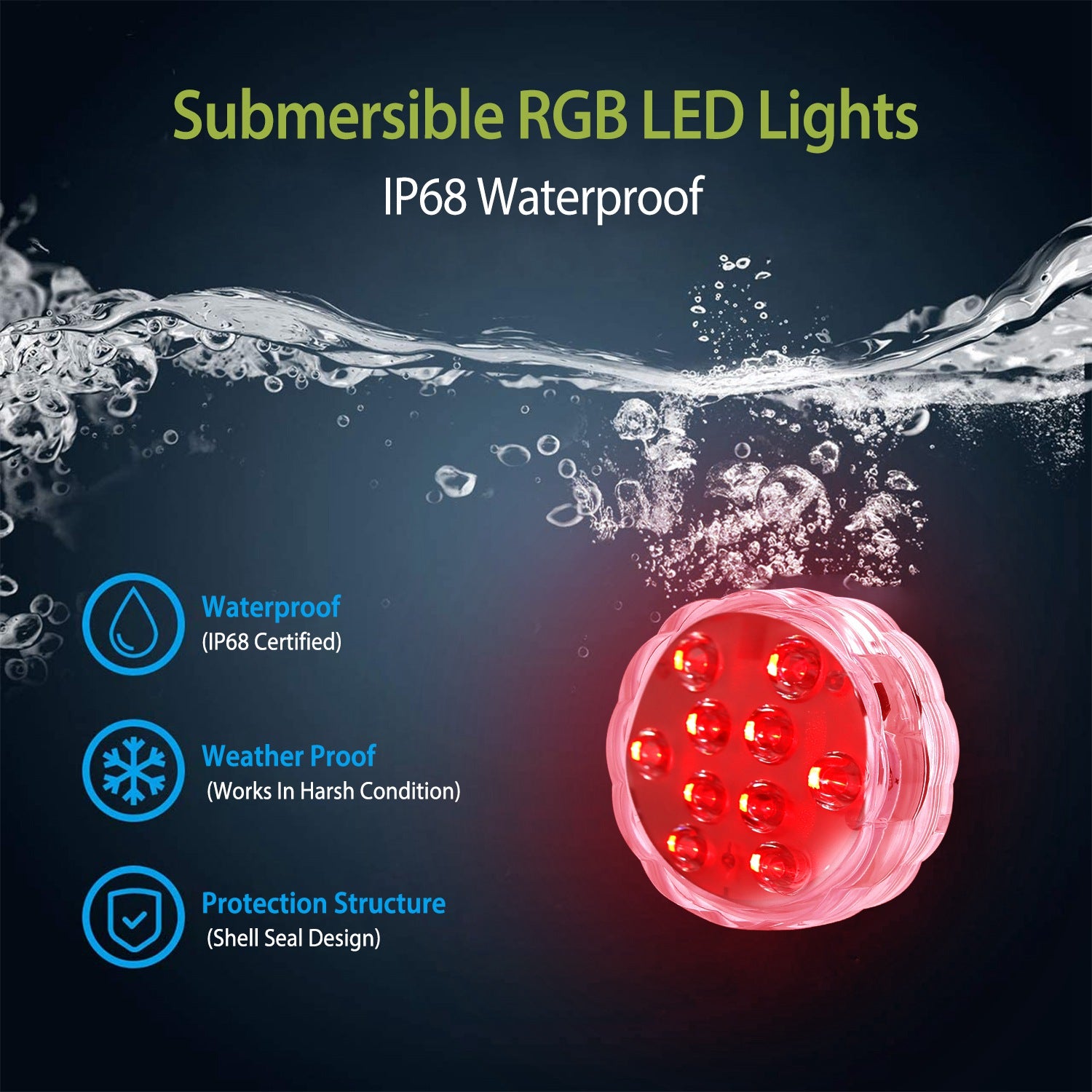 RGB Submersible Pool Lights Waterproof Remote LED Party Lights