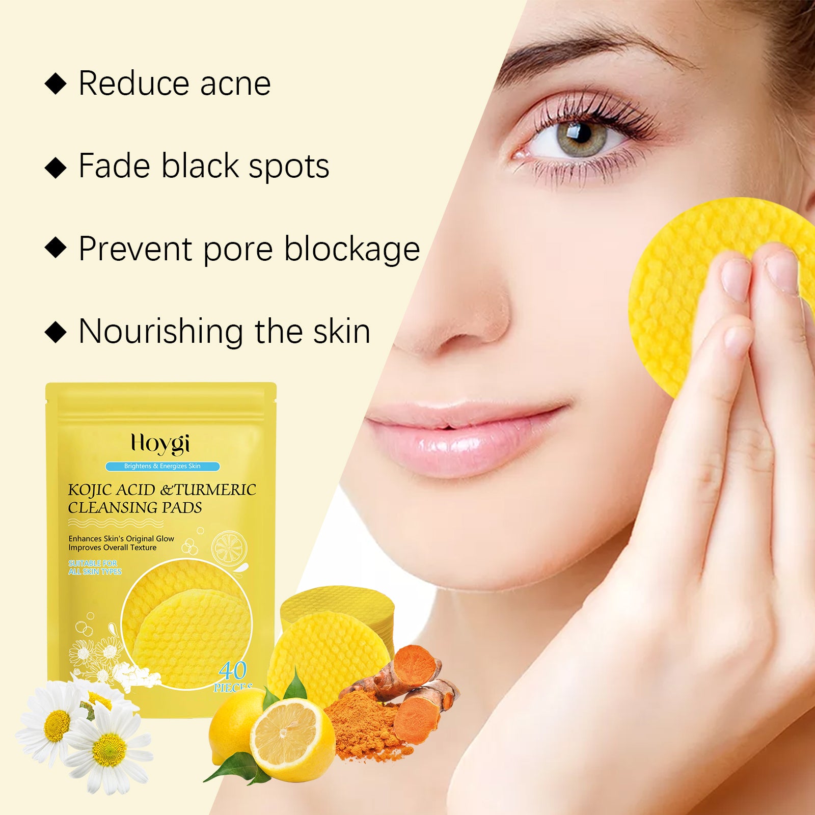 Turmeric Kojic Acid Cleansing Pads for Pore Cleansing & Exfoliation