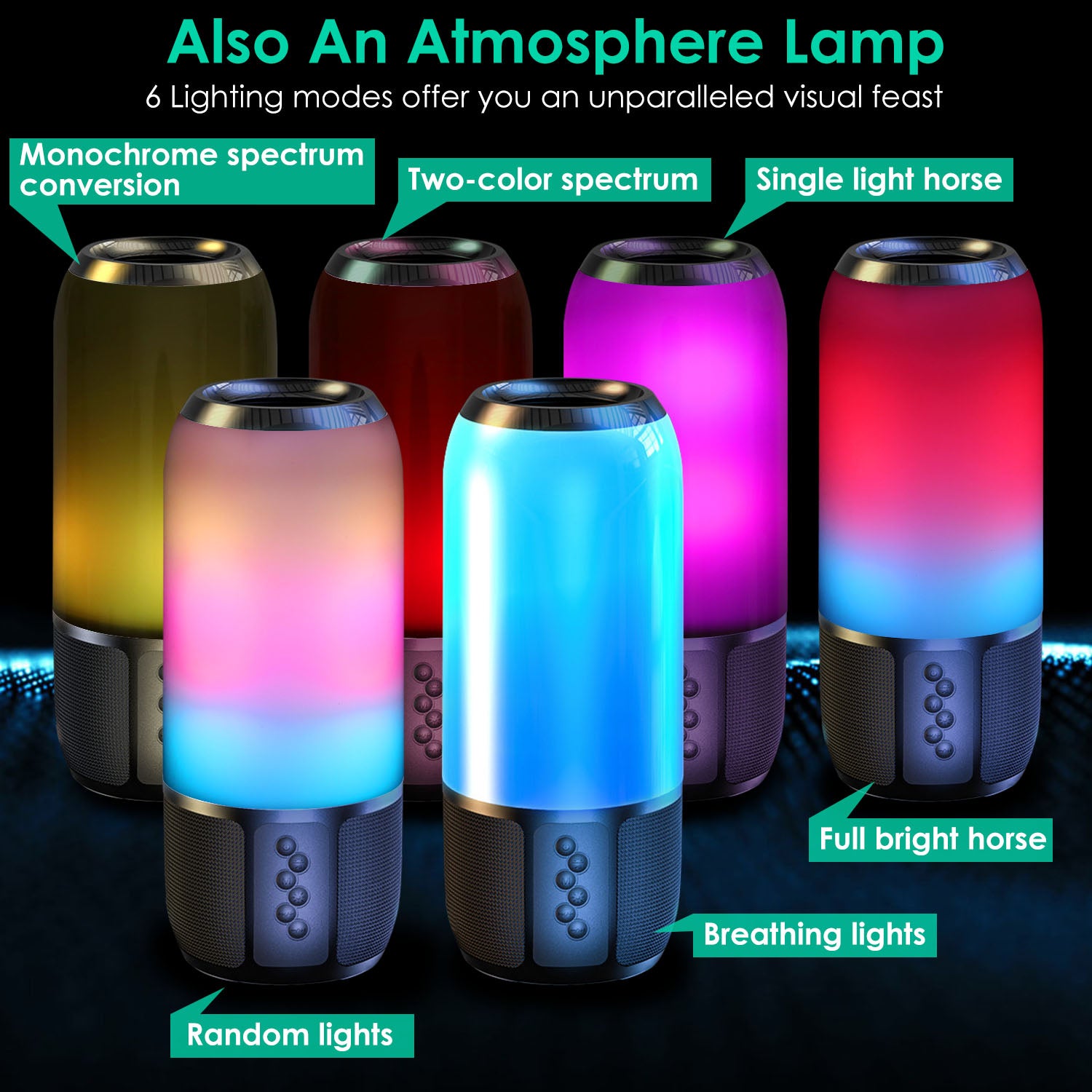Wireless Portable Speaker Loud Stereo with Color Lights Radio
