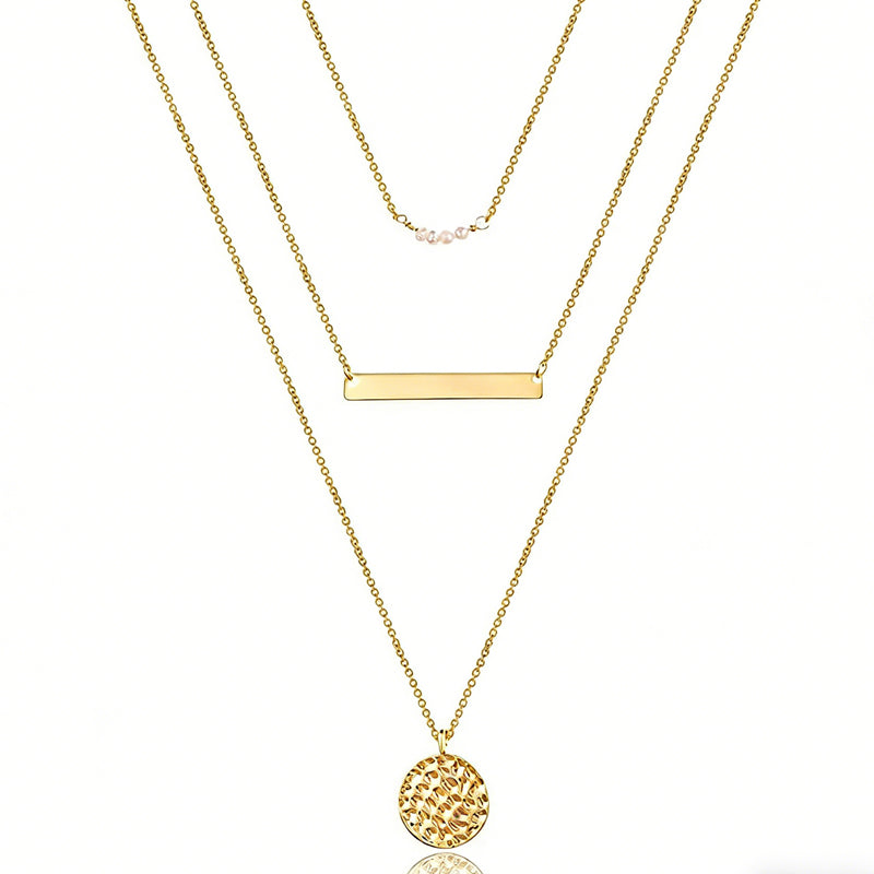 Elegant Layered Choker Necklace Set 14K Gold Y Pendant Chic
