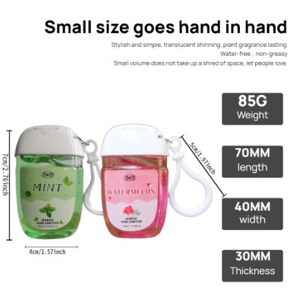 Premium 2Pack Hand Sanitizer Gel Mint Watermelon Travel Hook