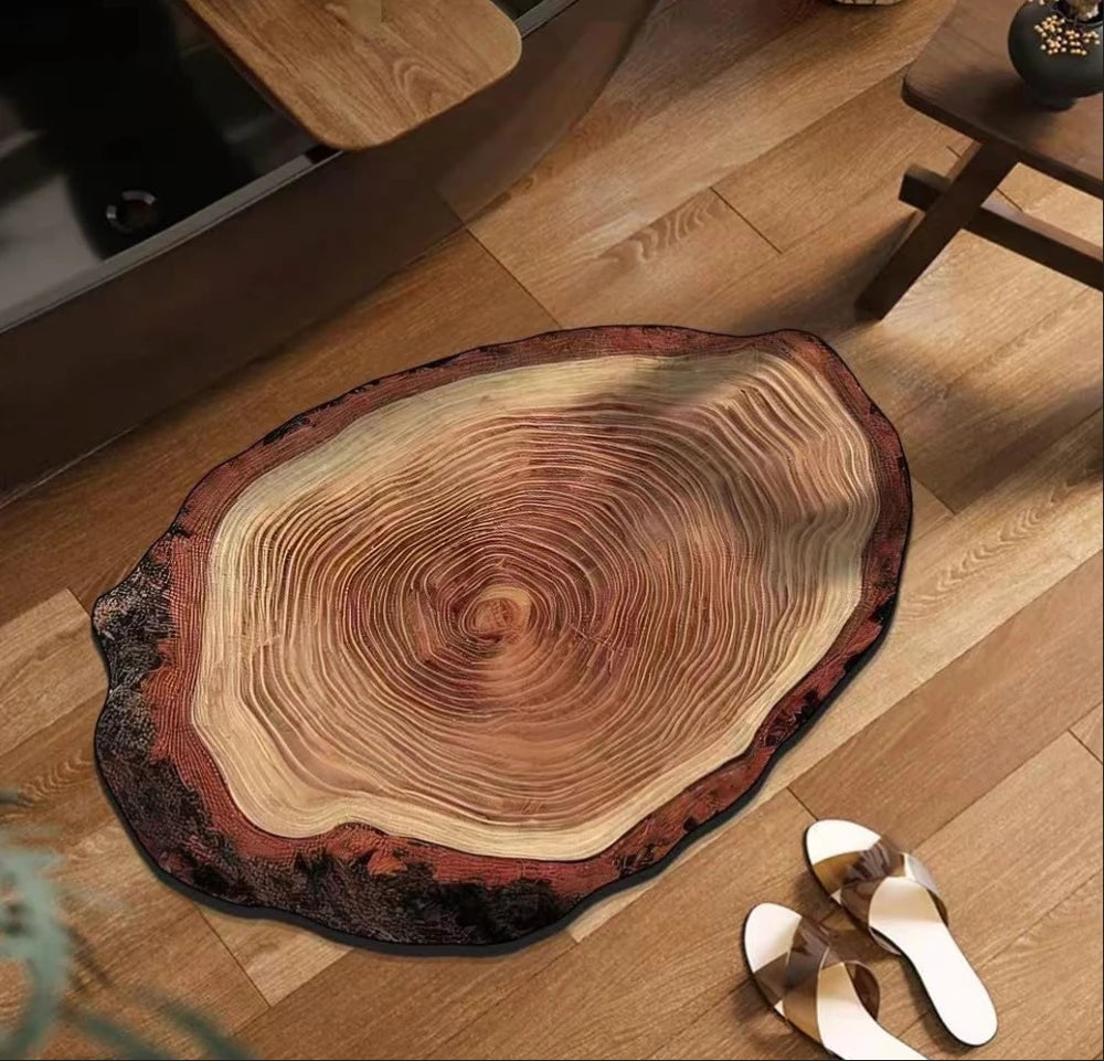Wood Grain Diatomaceous Earth Mat Quick-Dry Non-Slip Rug