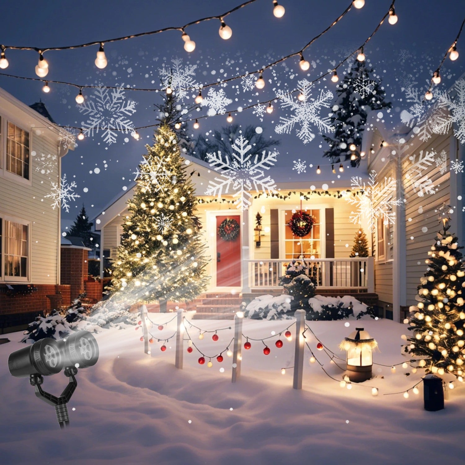 Magical Snowflake LED Projector Light Waterproof Dual Head Xmas