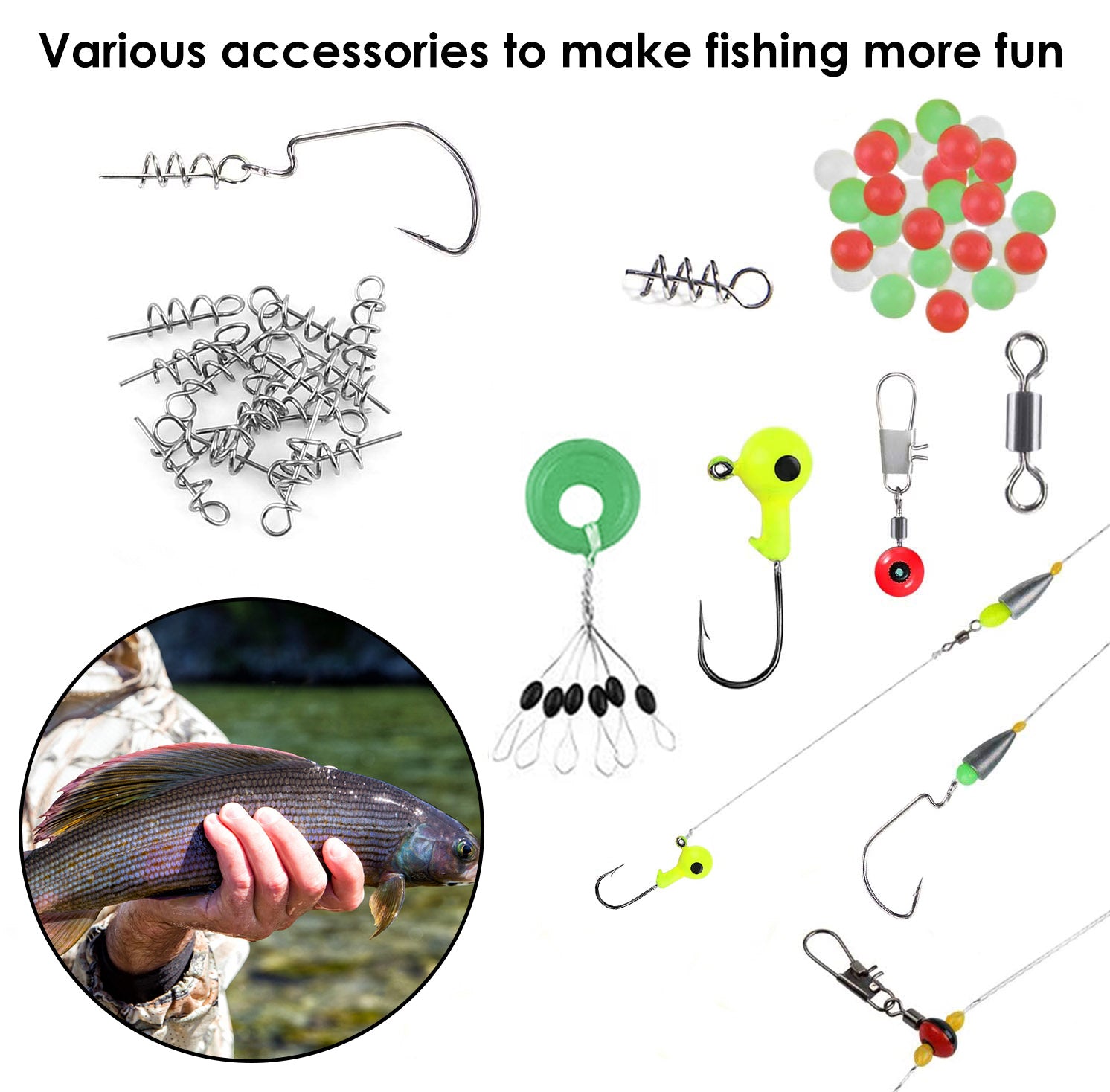 188-Piece Portable Fishing Accessory Kit with Tackle Box