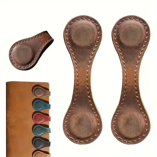 Premium PU Leather Magnetic Bookmarks Set Retro Double-Sided
