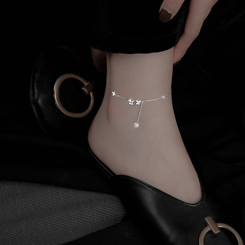 Elegant Butterfly Anklet Delicate Shiny Chain Summer Jewelry