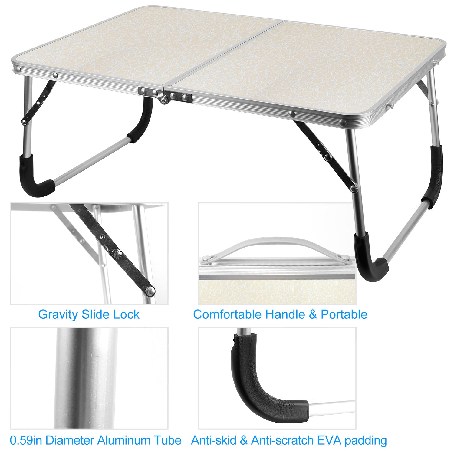 Foldable Laptop Bed Desk Lap Table Tray for Sofa Couch Floor