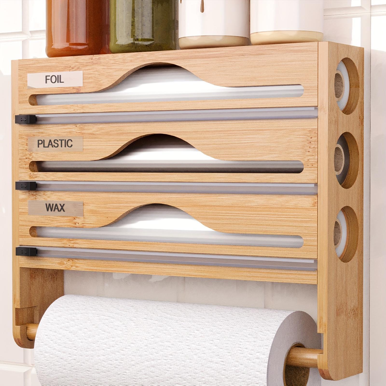 Bamboo Cling Film Cutter with Tissue Holder