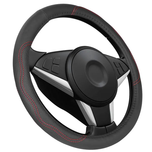 Universal Leather Steering Wheel Cover 14.5–15in Anti-Slip Grip