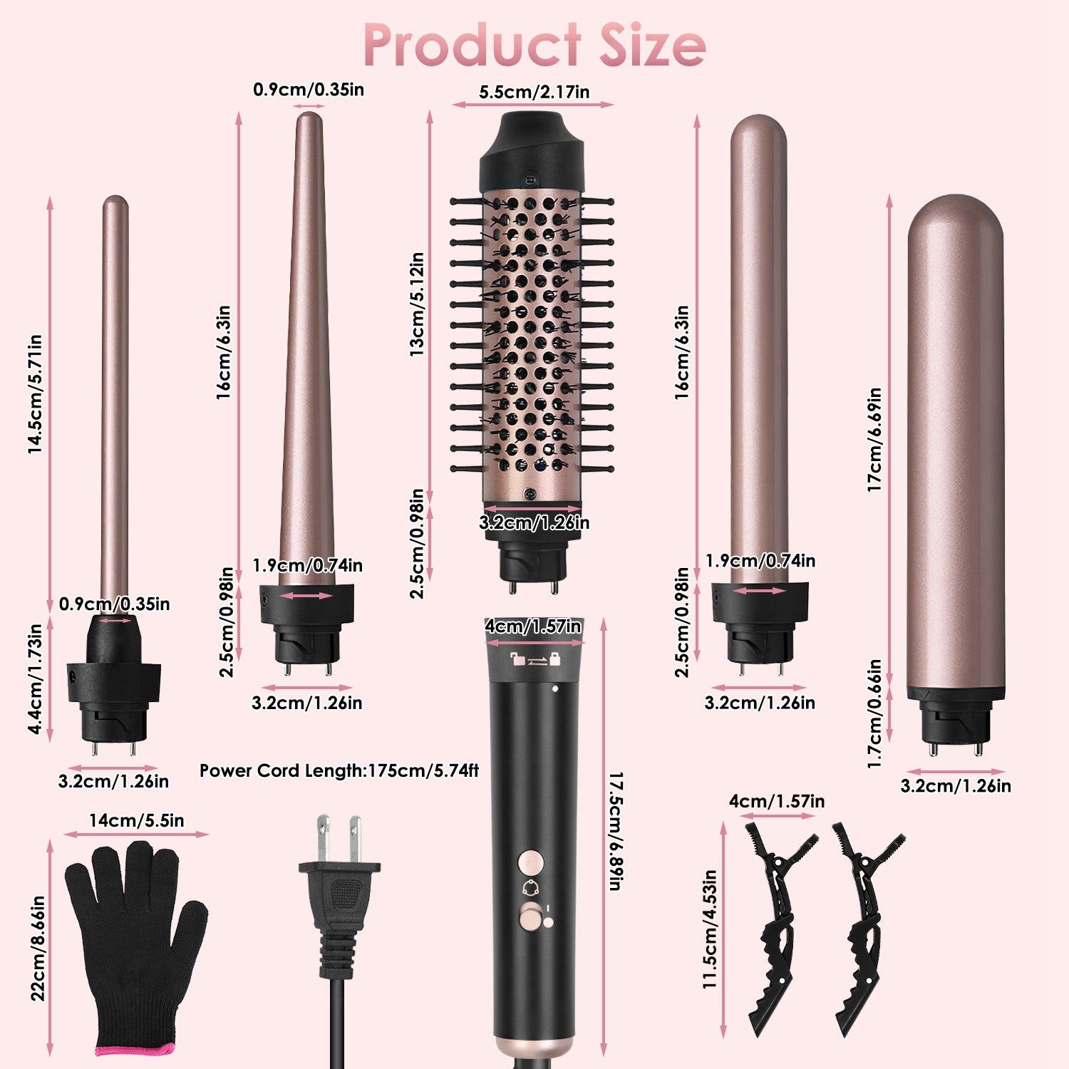 5-in-1 Curling Wand Set with Interchangeable Barrels & Heat