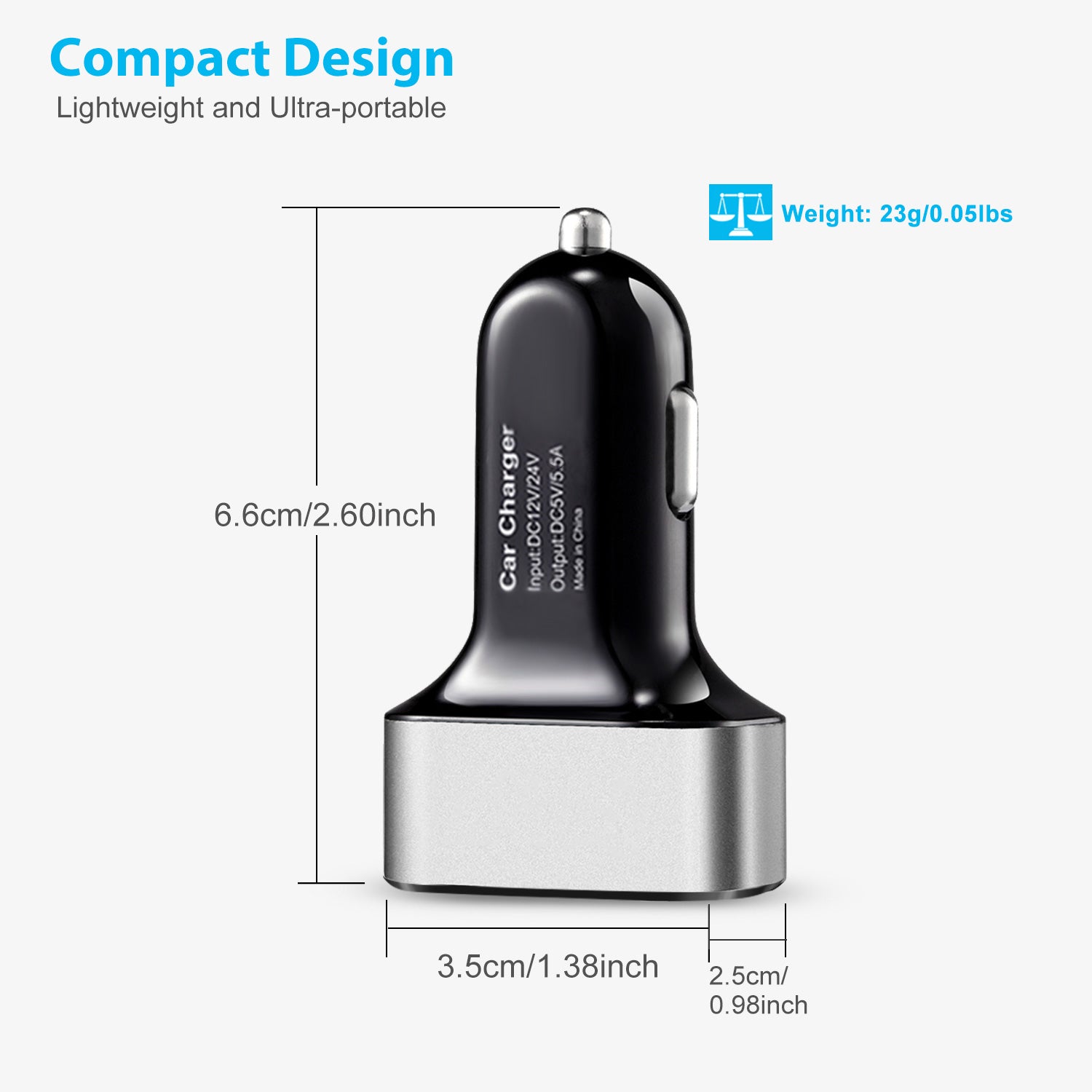 3 Port USB Car Charger 30W Fast Charging Adapter for Phones