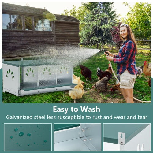 3-Compartment Metal Chicken Nesting Boxes – Galvanized Steel Nesting Box for Hens