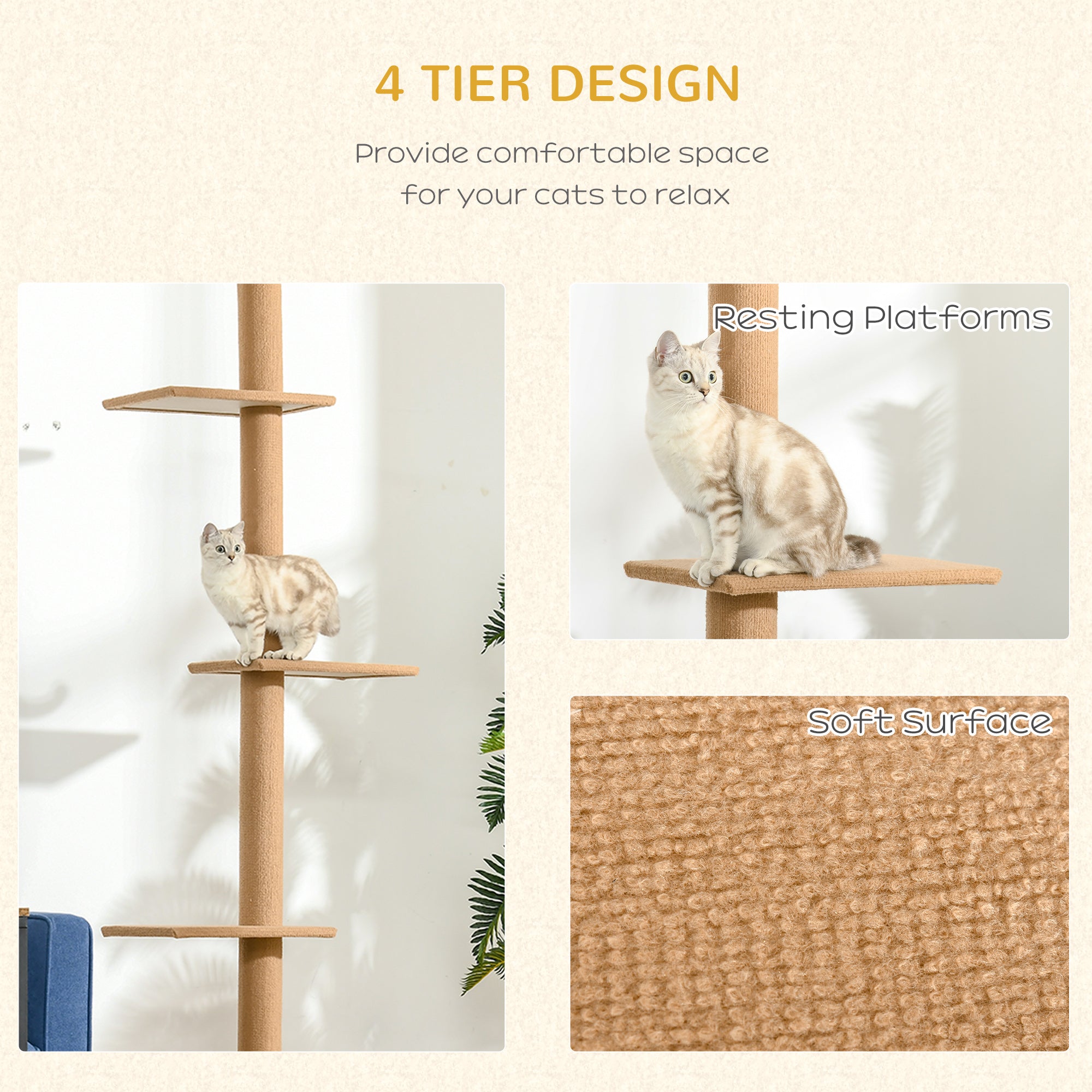 Premium Floor to Ceiling Cat Tree with Sisal Scratching Posts
