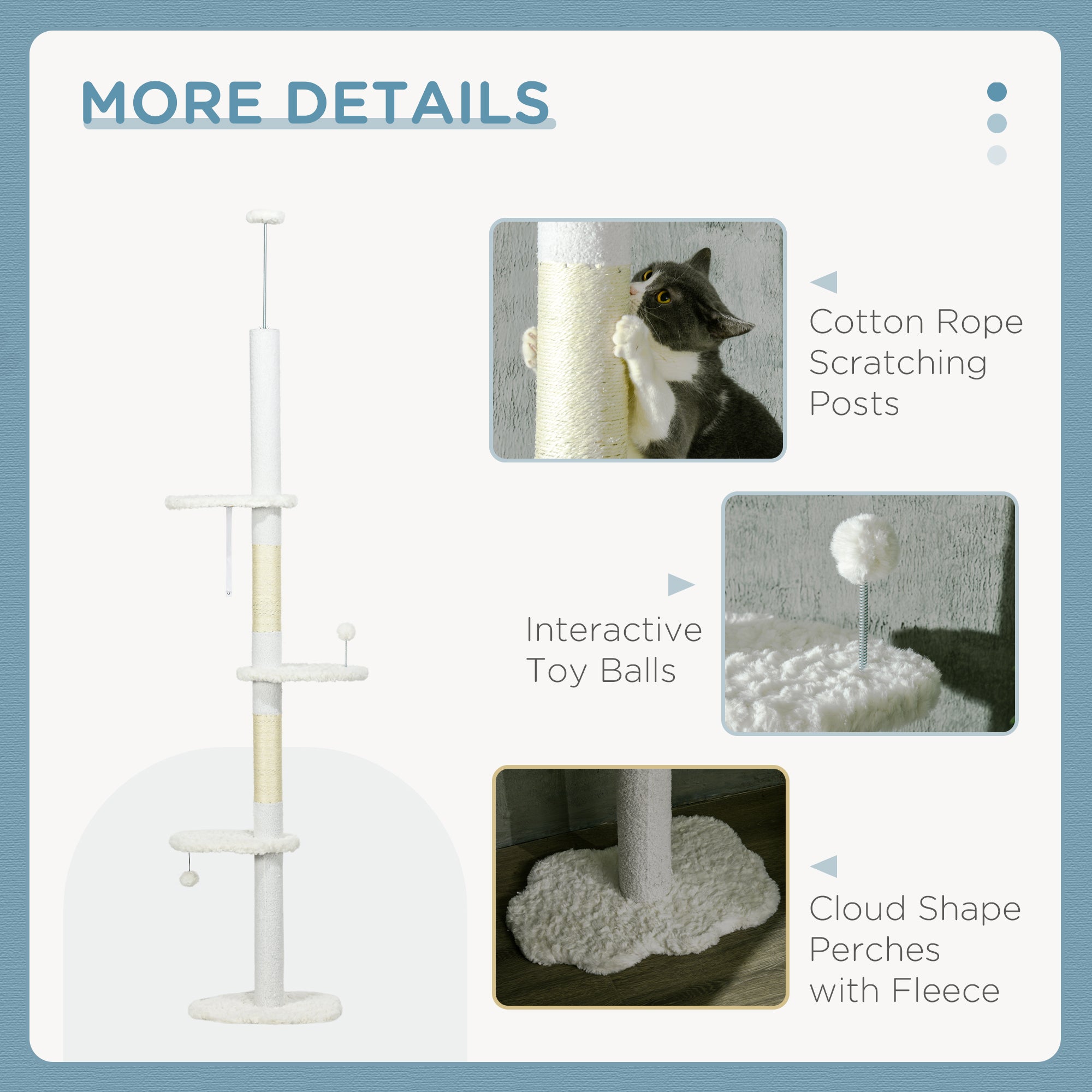 8.4-Foot Floor to Ceiling Cat Tree – Adjustable Multi-Level Cat Tower with Scratching Posts