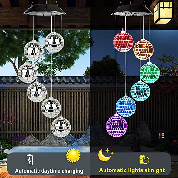Color Changing Solar Wind Chimes LED Hanging Garden Decor