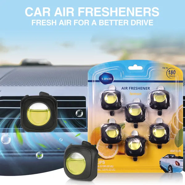 6-Pack Lemon Scent Car Vent Clip Air Freshener Long Lasting