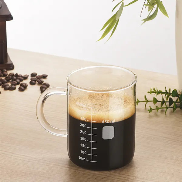 Borosilicate Glass Coffee Cup with Measurement Scale