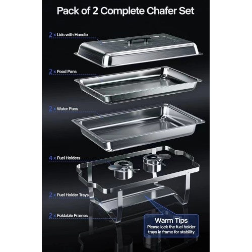 2 Sets Stainless Steel Buffet Serving Set for Family & Outdoor Dining