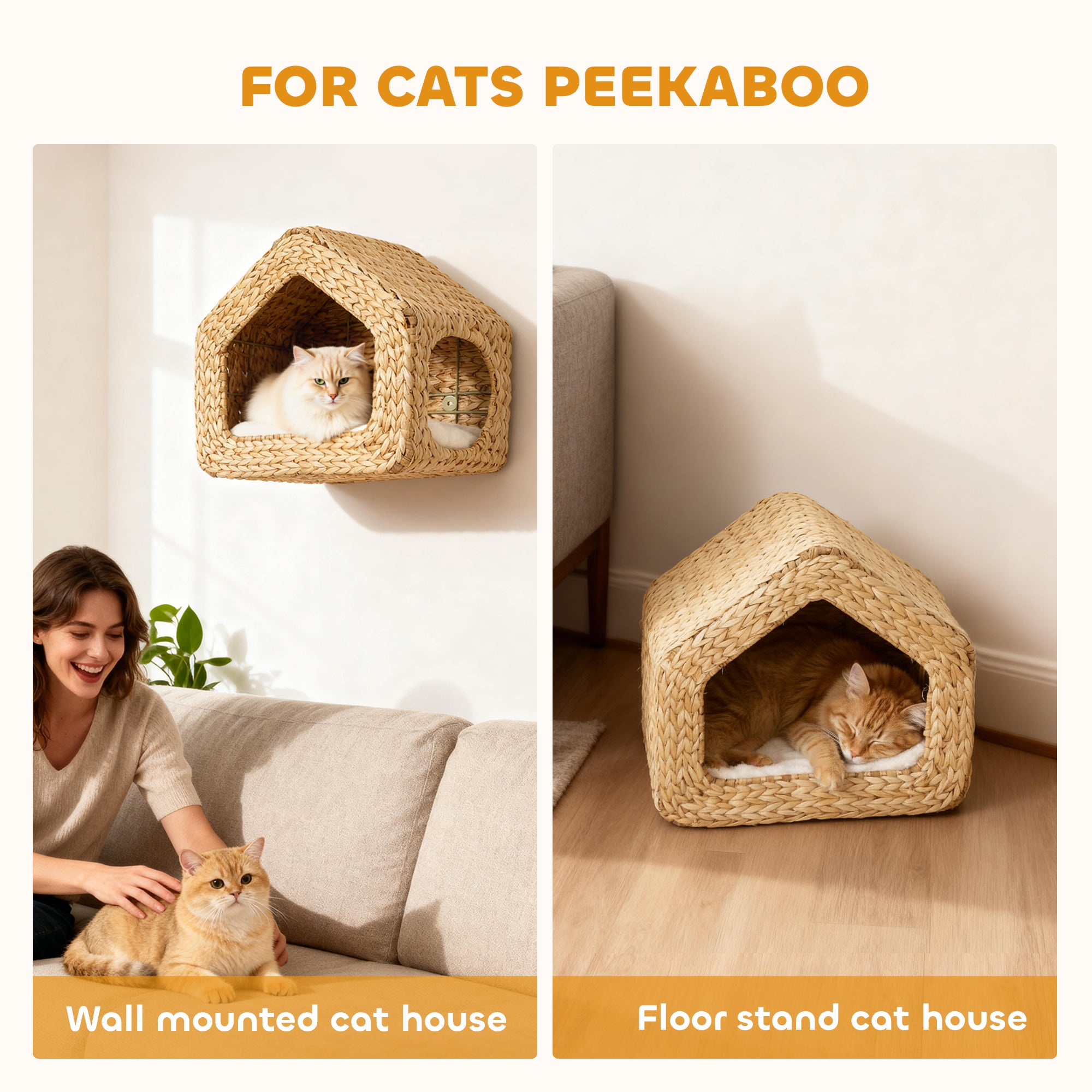 Ultimate Wall Mounted Cat House Natural Cat Wall Shelf