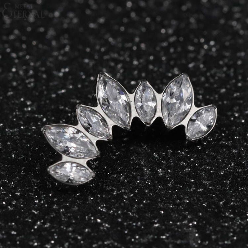 Premium Titanium CZ Fan Earrings – Geometric Labret Jewelry
