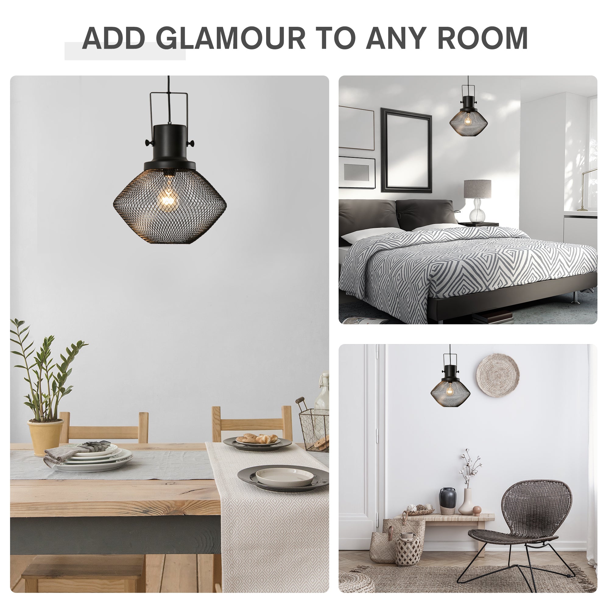 Industrial Pendant Light Fixture Adjustable Chain Black Steel Ceiling Lamp