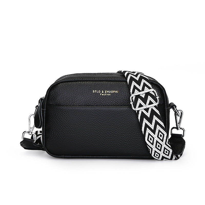 Top Layer Cowhide Small Square Bag Fashion Simple Shoulder Messenger Bag