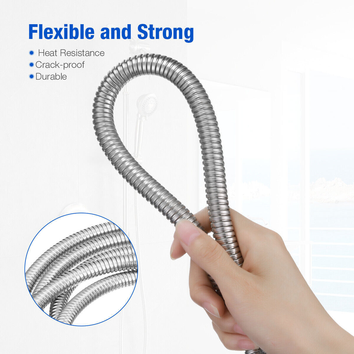 3m Stainless Steel Shower Hose Extra Long Anti-Twist 118 Inch