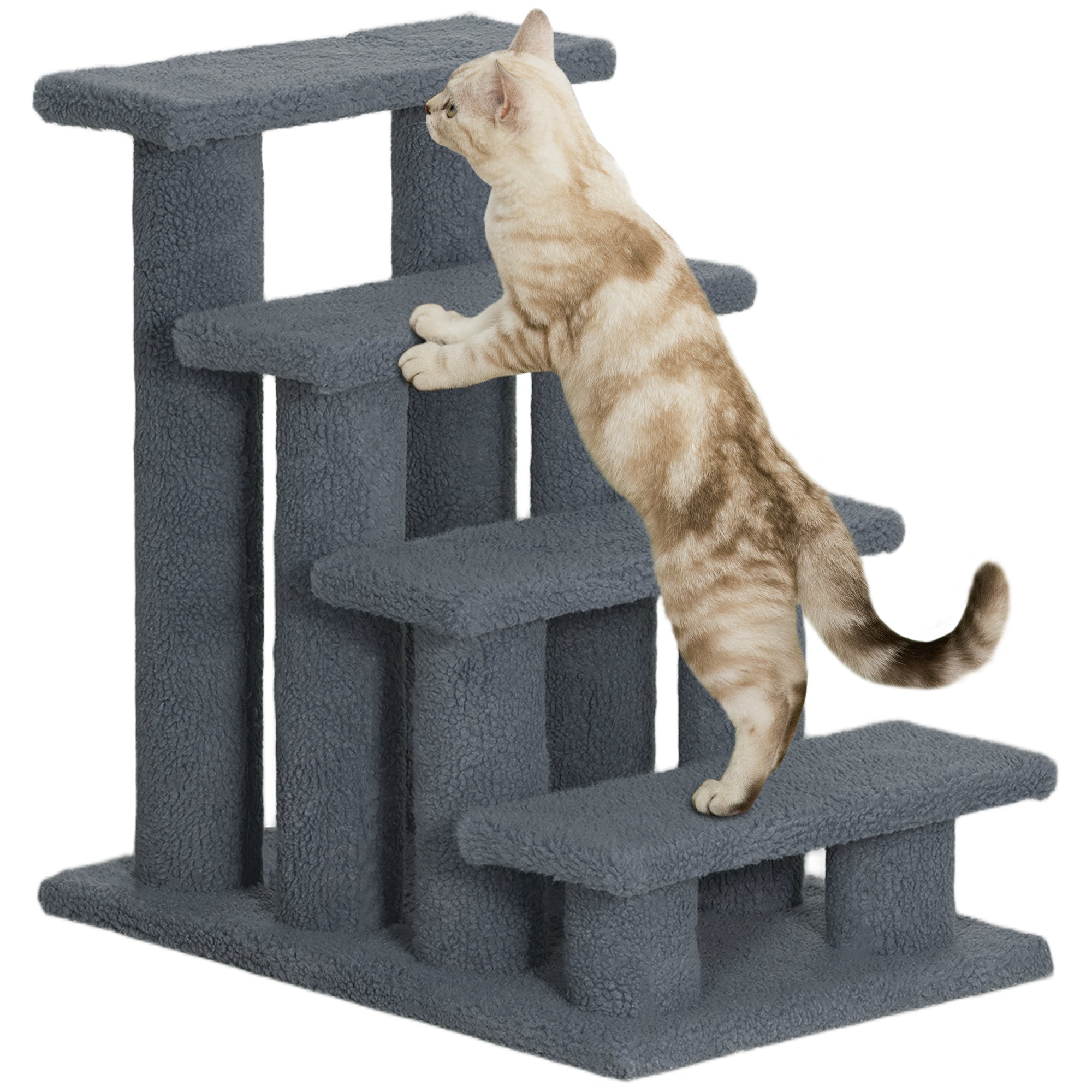 25-Inch 4-Step Cat Scratching Stairs – Multi-Level Carpeted Cat Climber for Indoor Cats