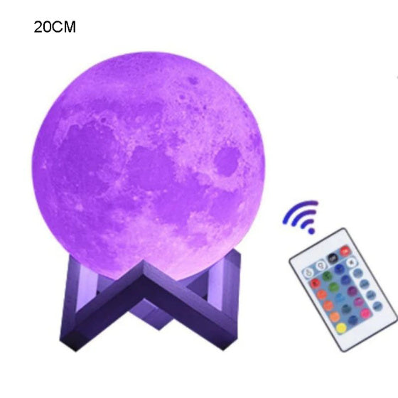 16-Color LED Moon Lamp with Stand & Remote
