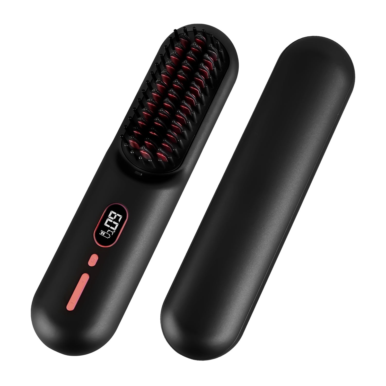 Cordless Negative Ion Hair Straightener Brush Mini LCD Styling Comb