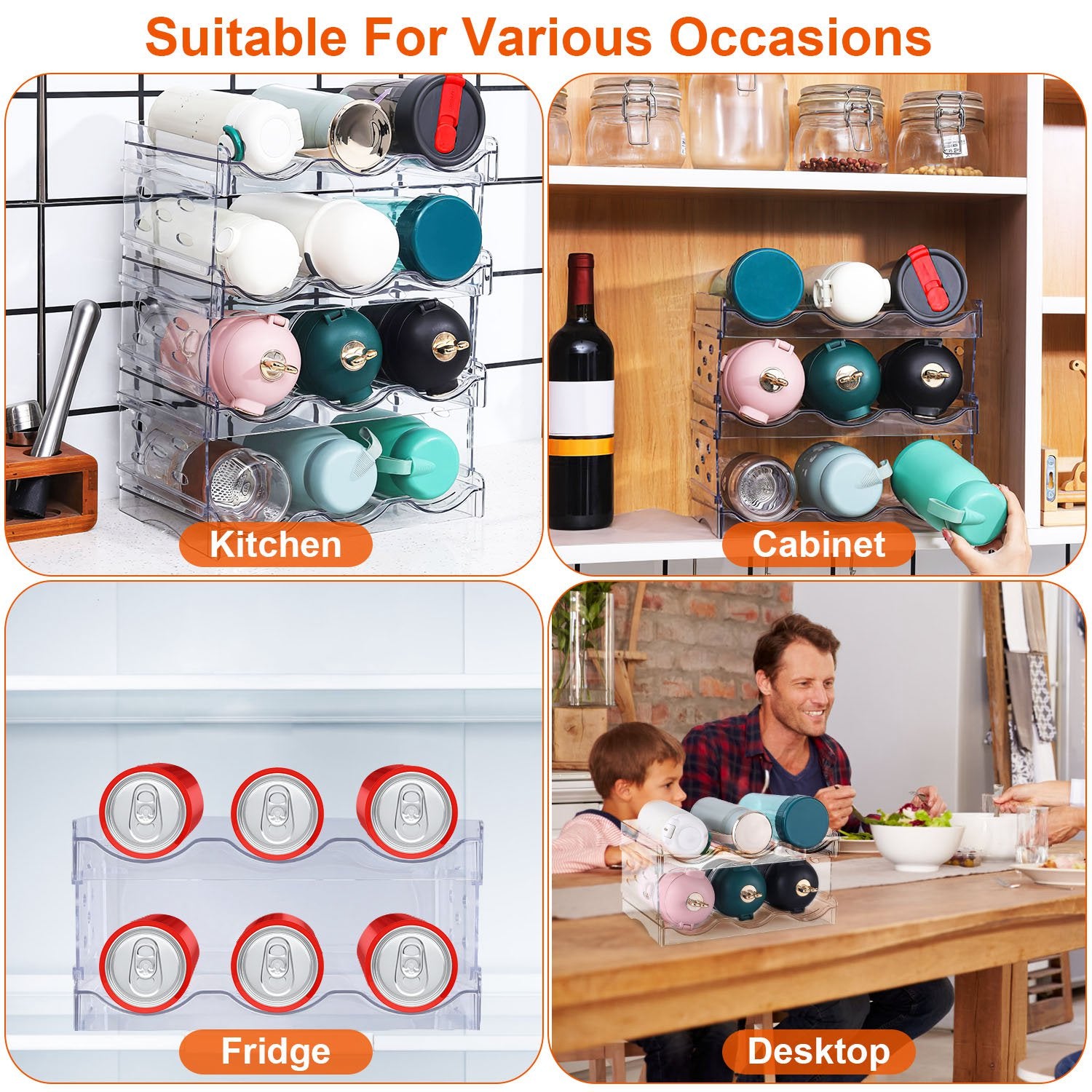 4 Tier Bottle Storage Holder 12 Bottles Stackable Organizer