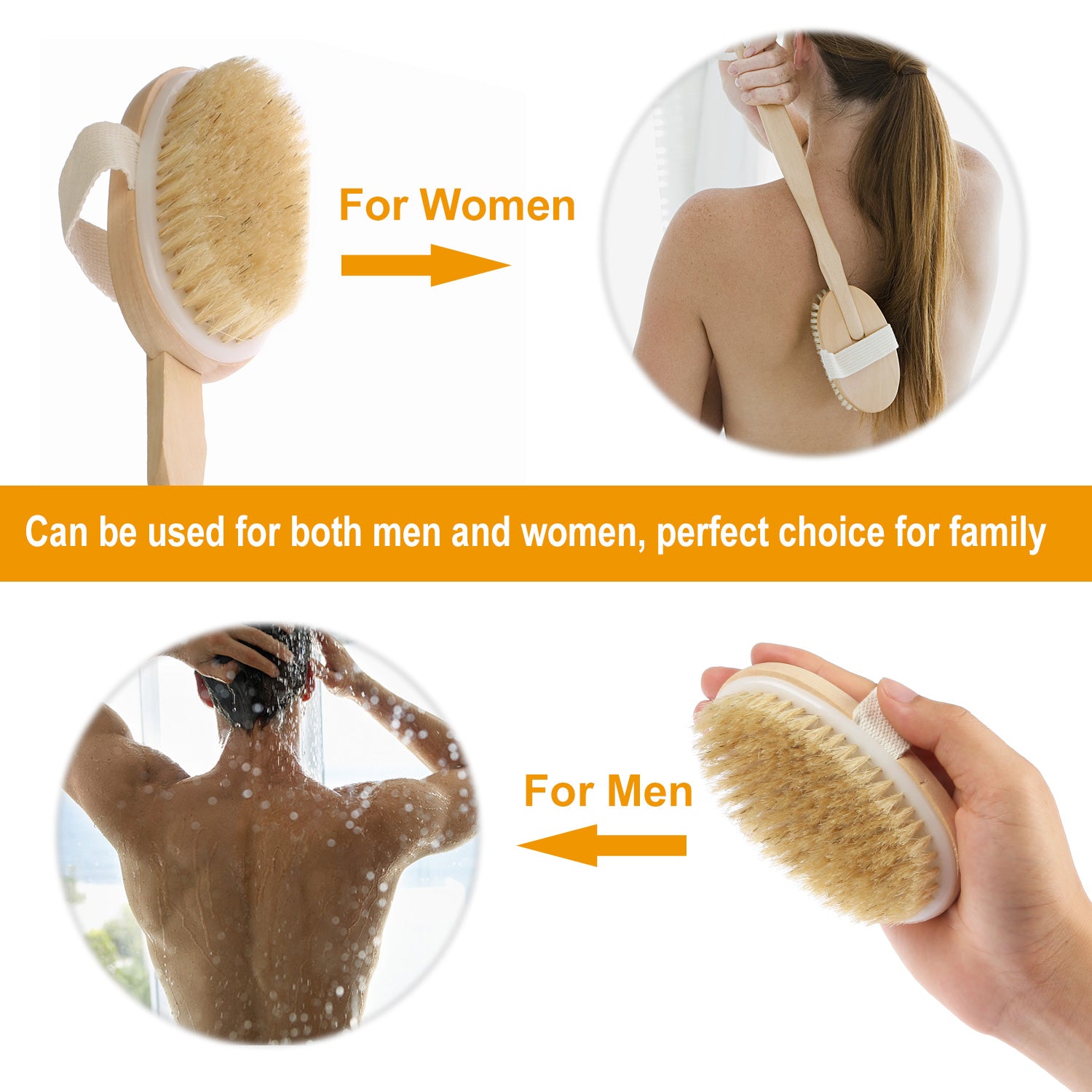 Long Handle Bath Brush Back Scrubber Exfoliating Detox Body Tool