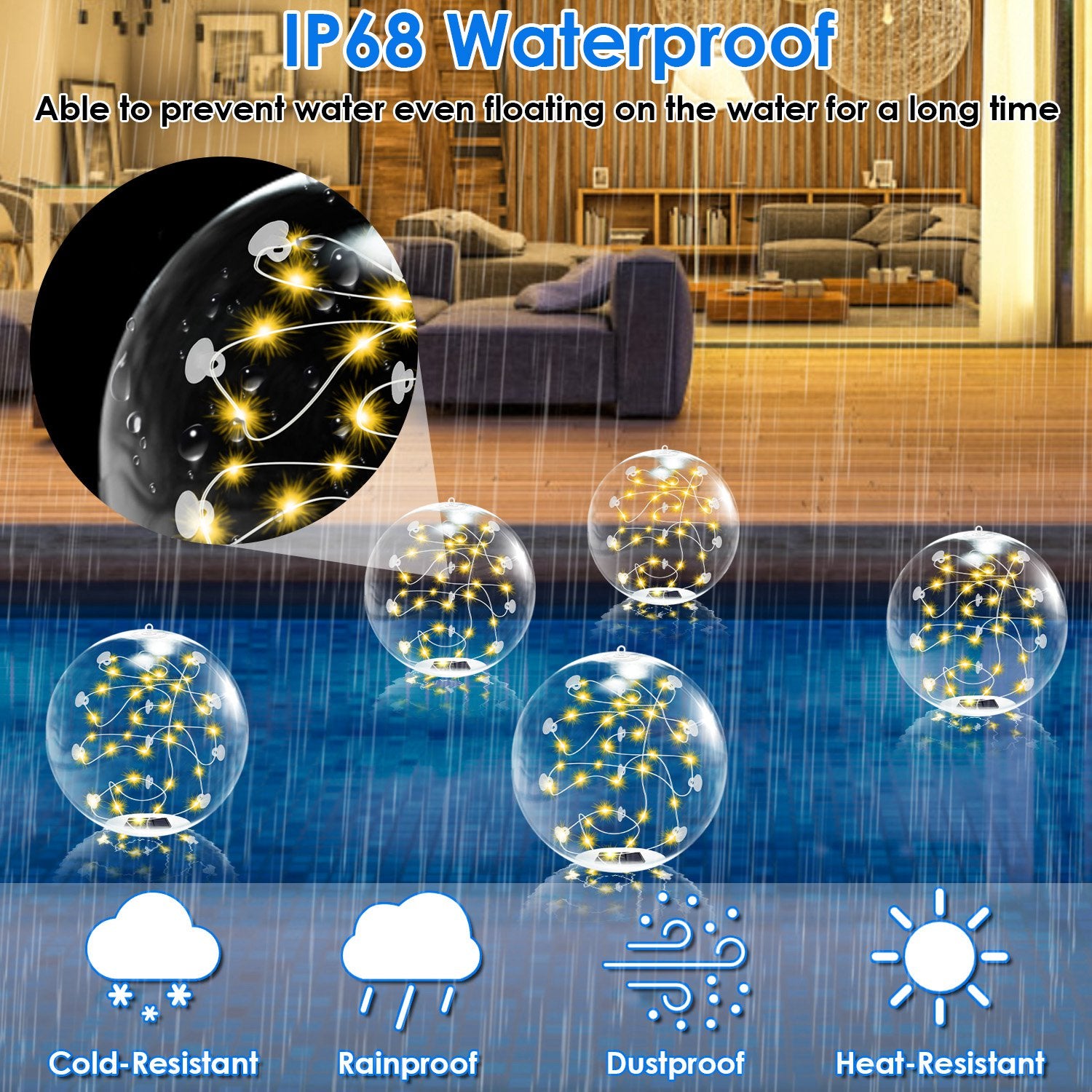 Floating Solar Pool Lights Remote Control Waterproof LED Balls