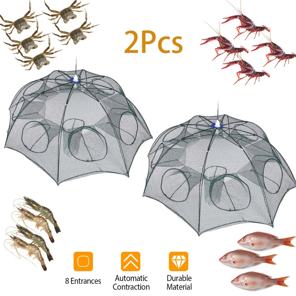 2Pcs Foldable Fishing Bait Trap Nets for Crab Shrimp Fish