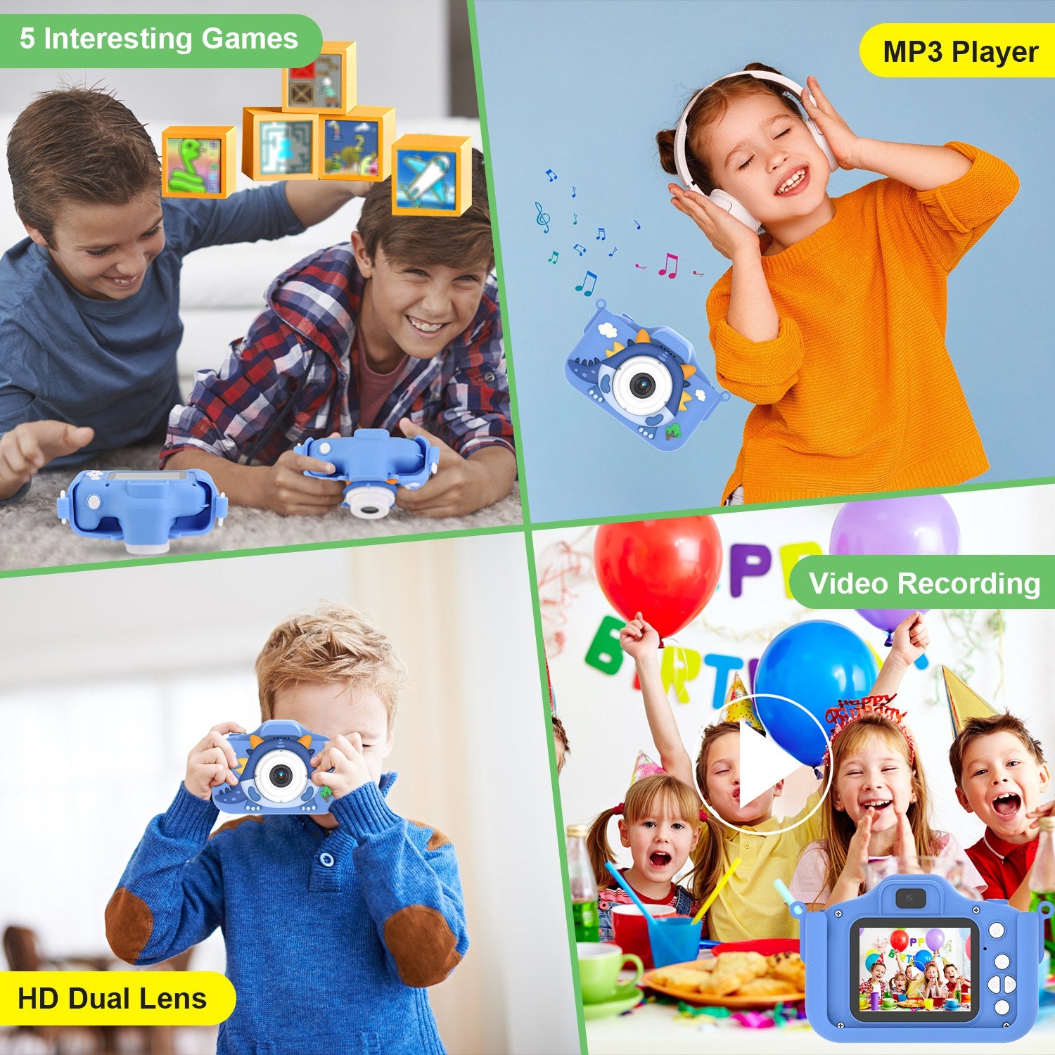 Dinosaur Kids Selfie Camera 48MP HD Digital Camera