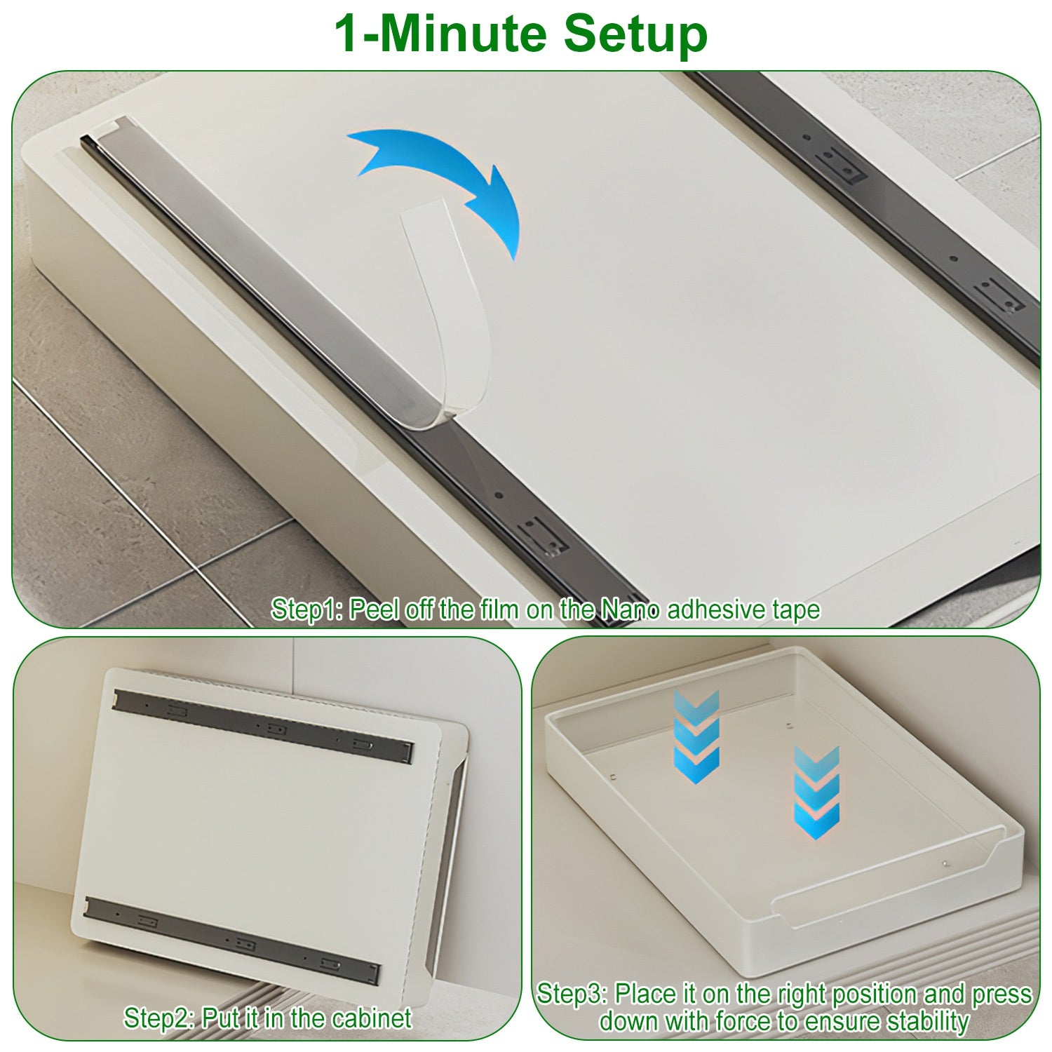 2Pcs Pull Out Cabinet Organizers Sliding Shelf Heavy Duty Drawers