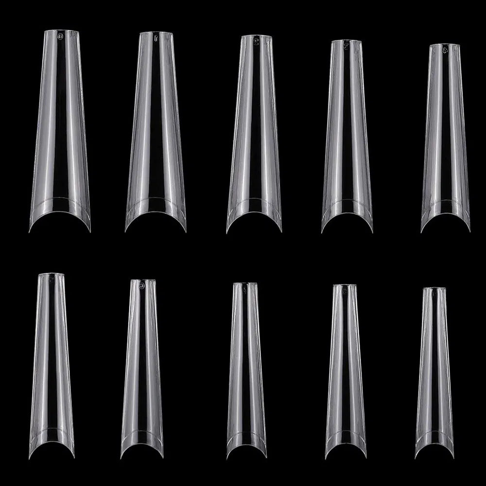500PCS Extra Long C Curve Half Cover French Nail Tips 10 Sizes
