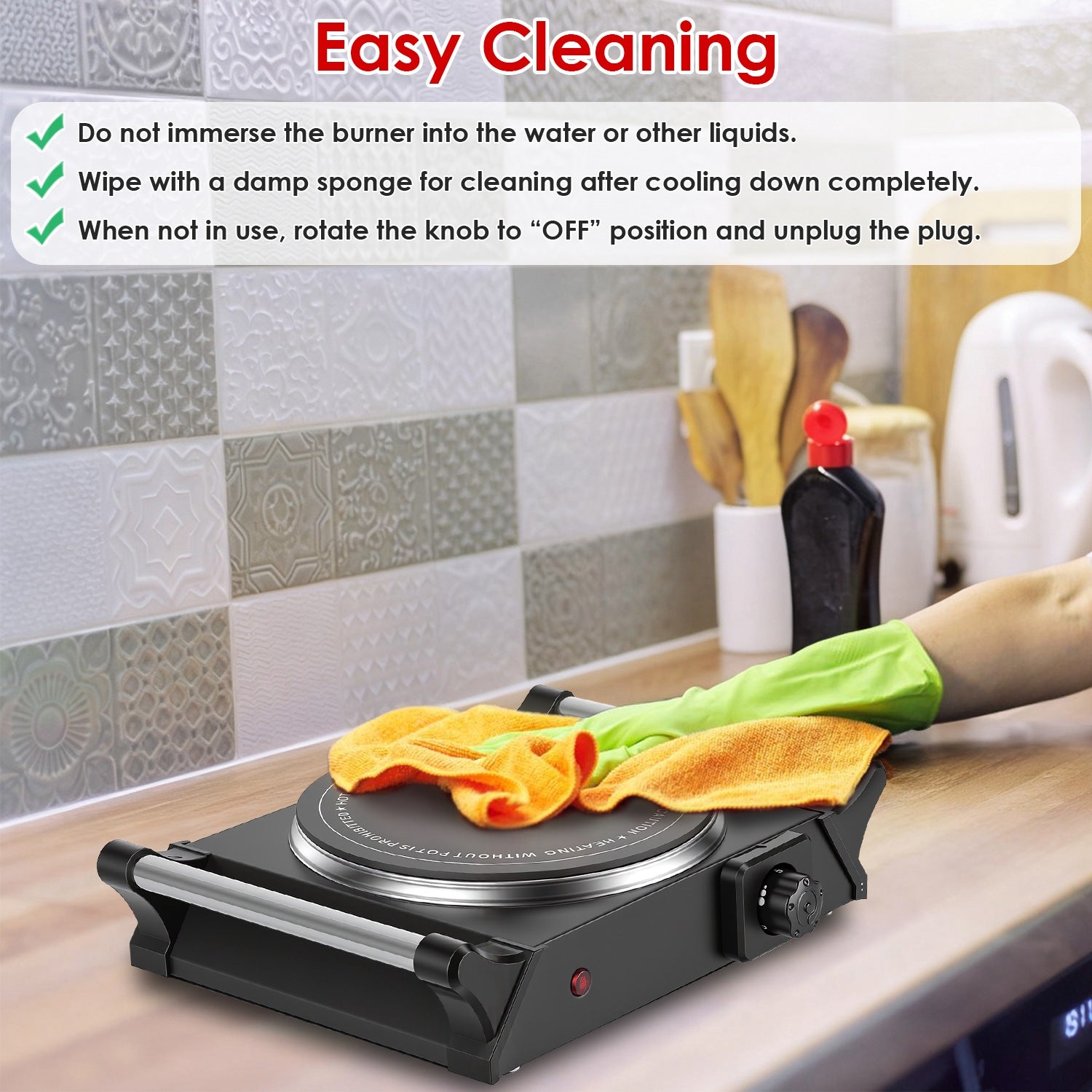 Portable Electric Hot Plate Single Burner 1000W Fast Heating Stove