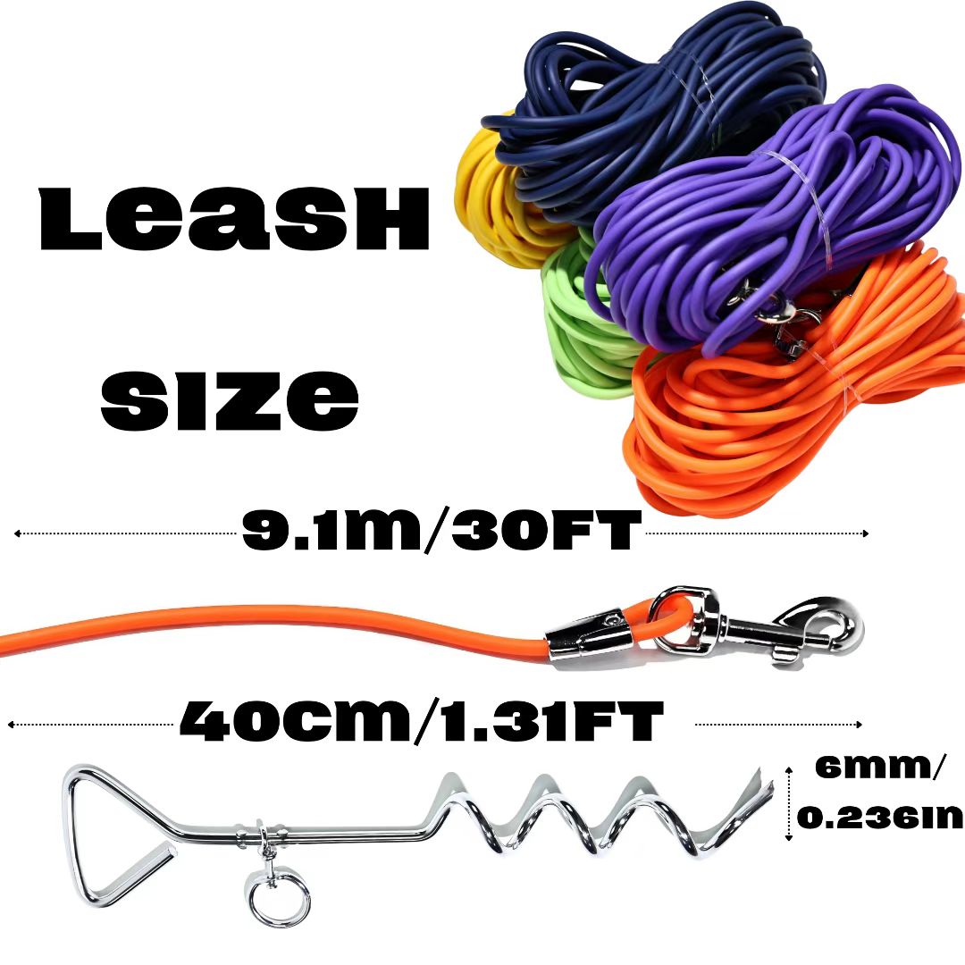 Ground Stake Dog Leash for Secure Outdoor Freedom and Play