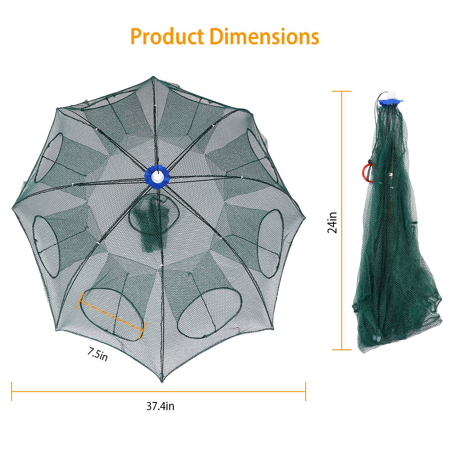 Foldable Automatic Fishing Trap Net for Crab Shrimp Minnow
