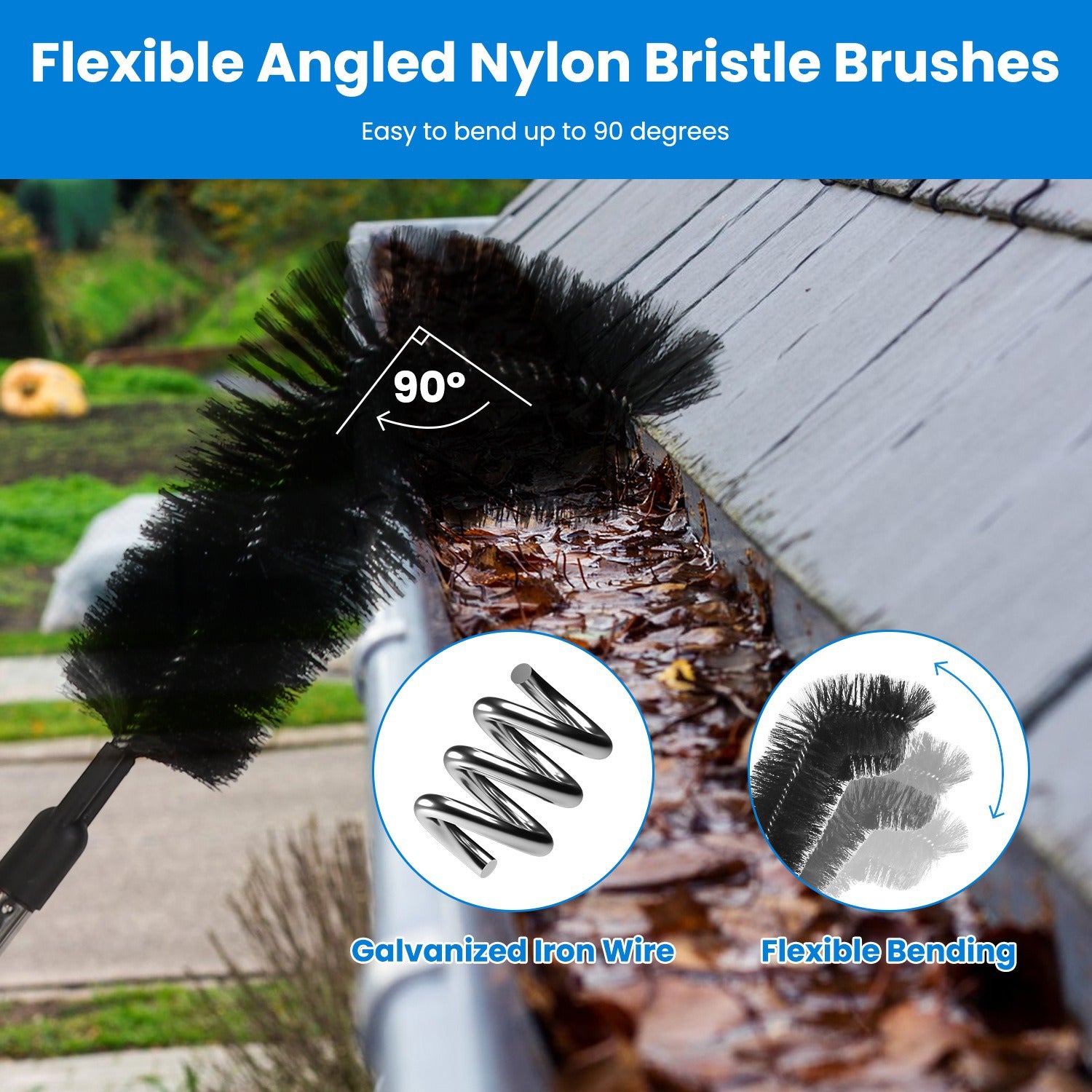 Powerful Gutter Cleaning Tool Extendable Brush Telescopic Pole