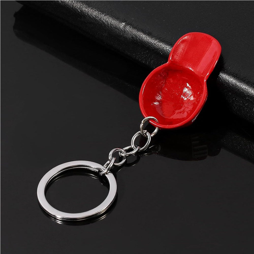 Stylish Red Cap Keychain Set 6Pc Hat Pendant Fashion Accessory