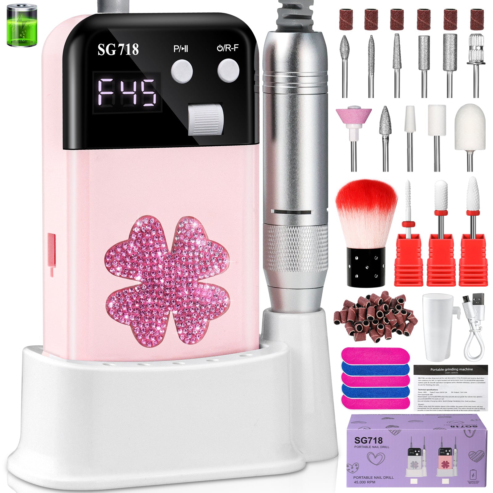 45000 RPM Rechargeable Electric Nail Drill
