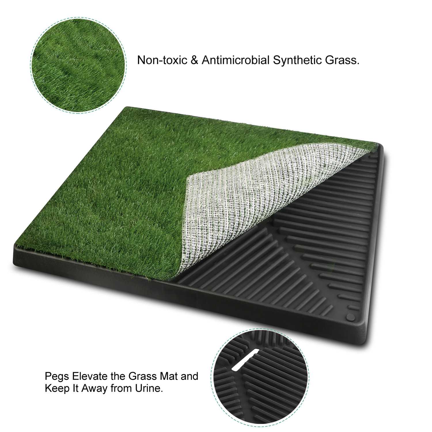 Artificial Grass Dog Potty Training Pad with Tray for Indoor Use