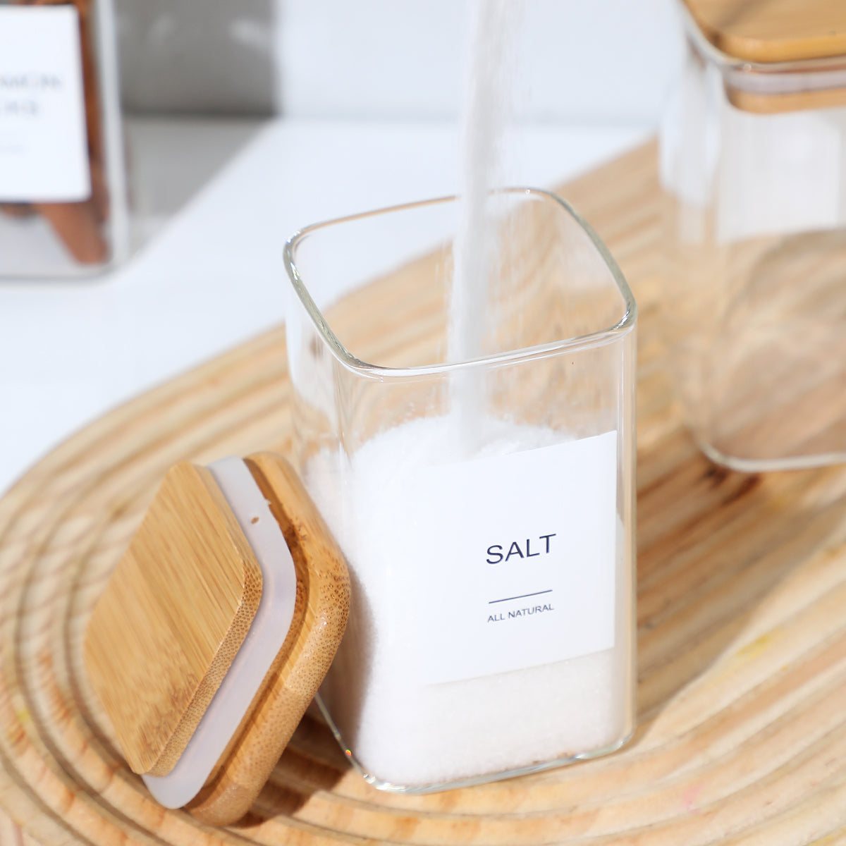 24PCS Square Glass Seasoning Jars Set 240ml