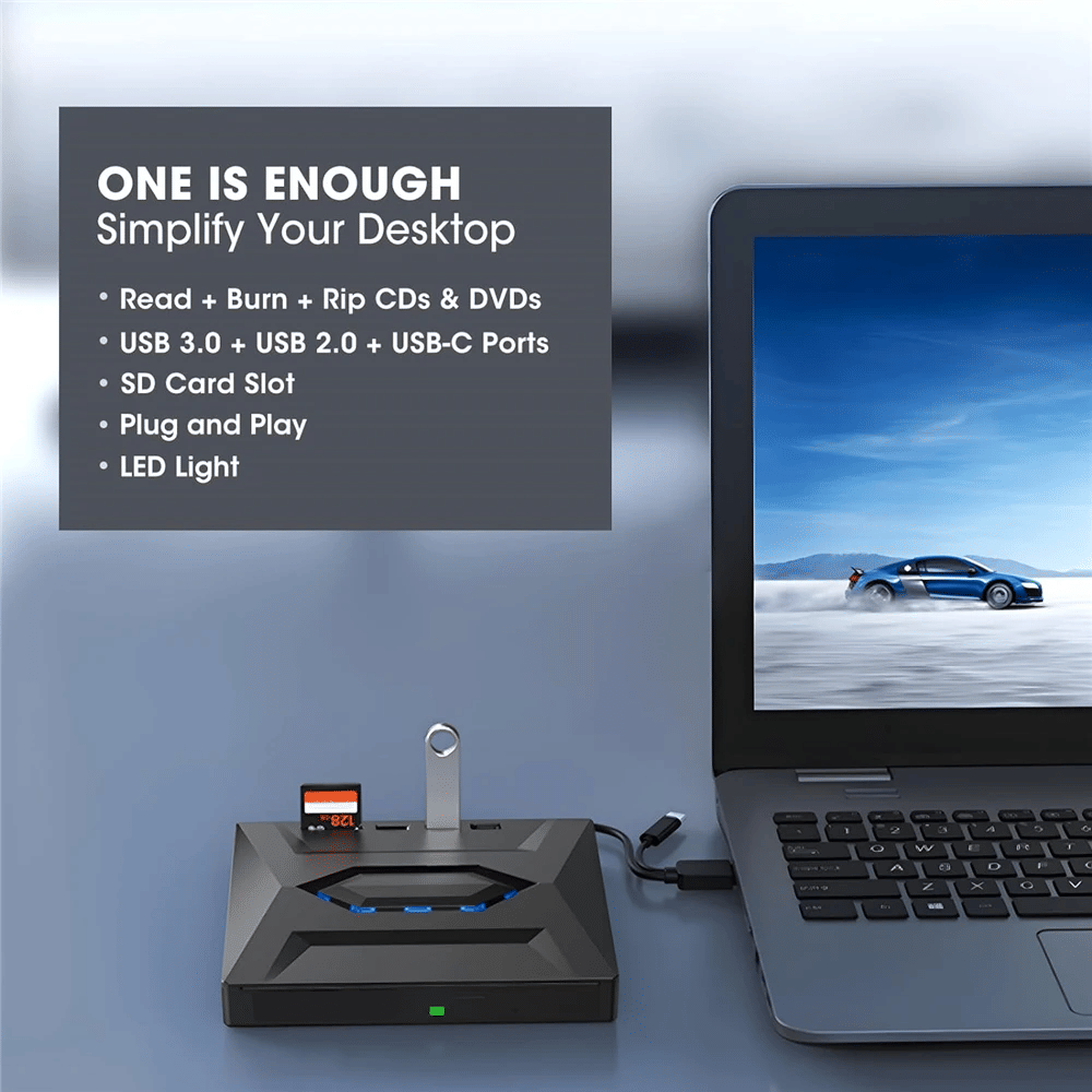 USB 3.0 External CD DVD Drive Burner Player for Laptop PC