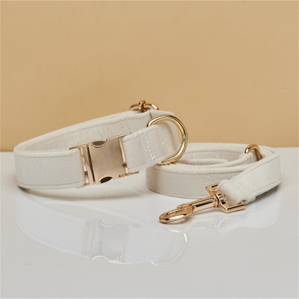 Luxury Velvet Dog Collar and Leash Set Personalized Bow Design